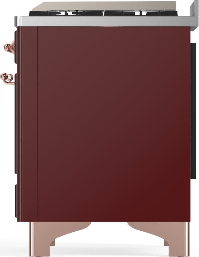 Ilve UMD40FQNR3BUPLP Burgundy With Copper Trim, Liquid Propane