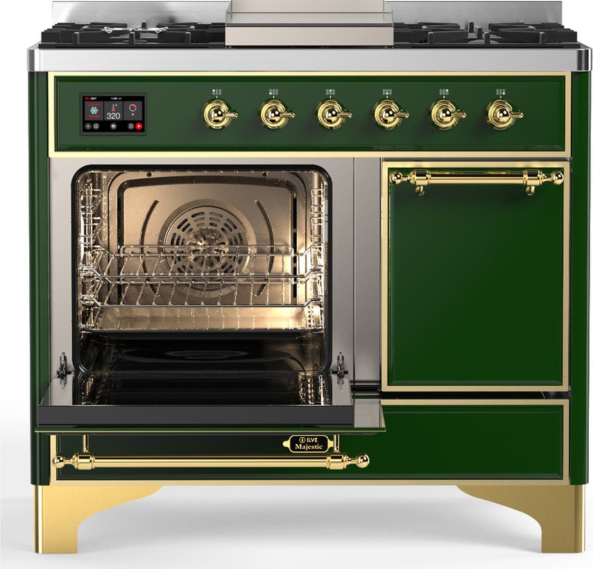 Ilve UMD40FQNR3EGG Emerald Green With Brass Trim, Natural Gas