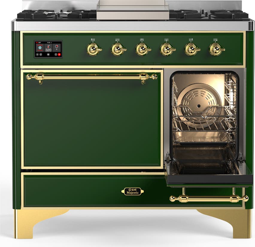 Ilve UMD40FQNR3EGG Emerald Green With Brass Trim, Natural Gas