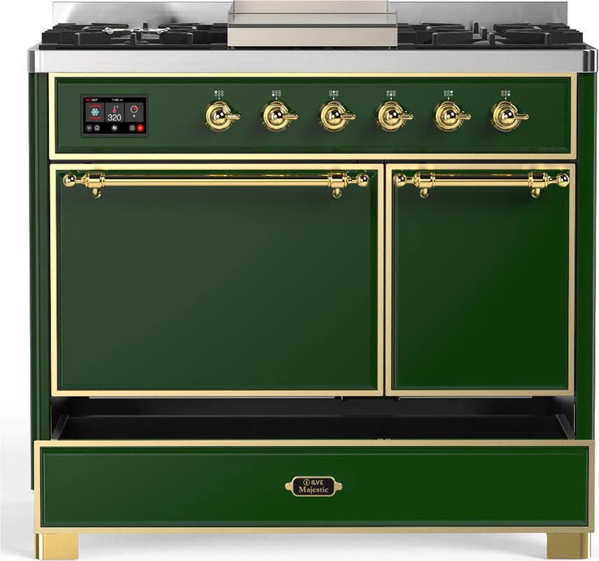 Ilve UMD40FQNR3EGG Emerald Green With Brass Trim, Natural Gas