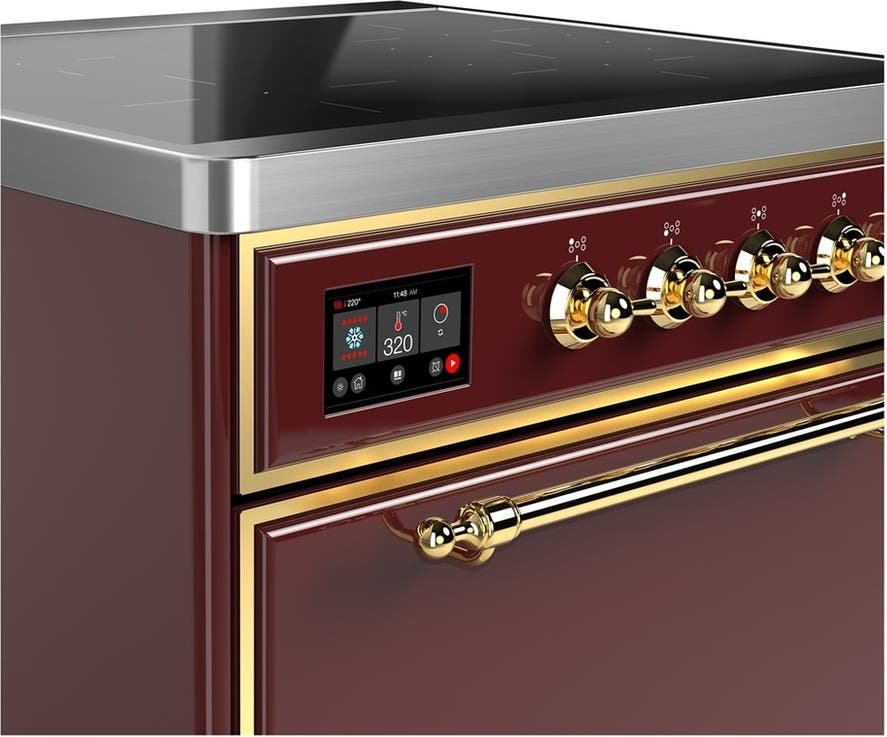 Ilve UMIB30QNR3BUG Burgundy With Brass Trim