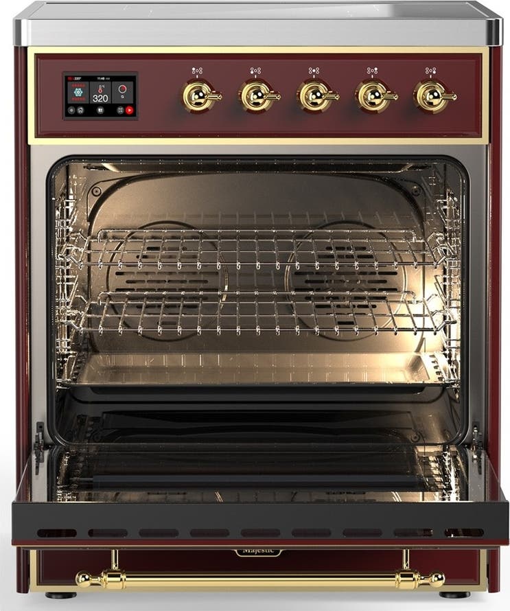 Ilve UMIB30QNR3BUG Burgundy With Brass Trim
