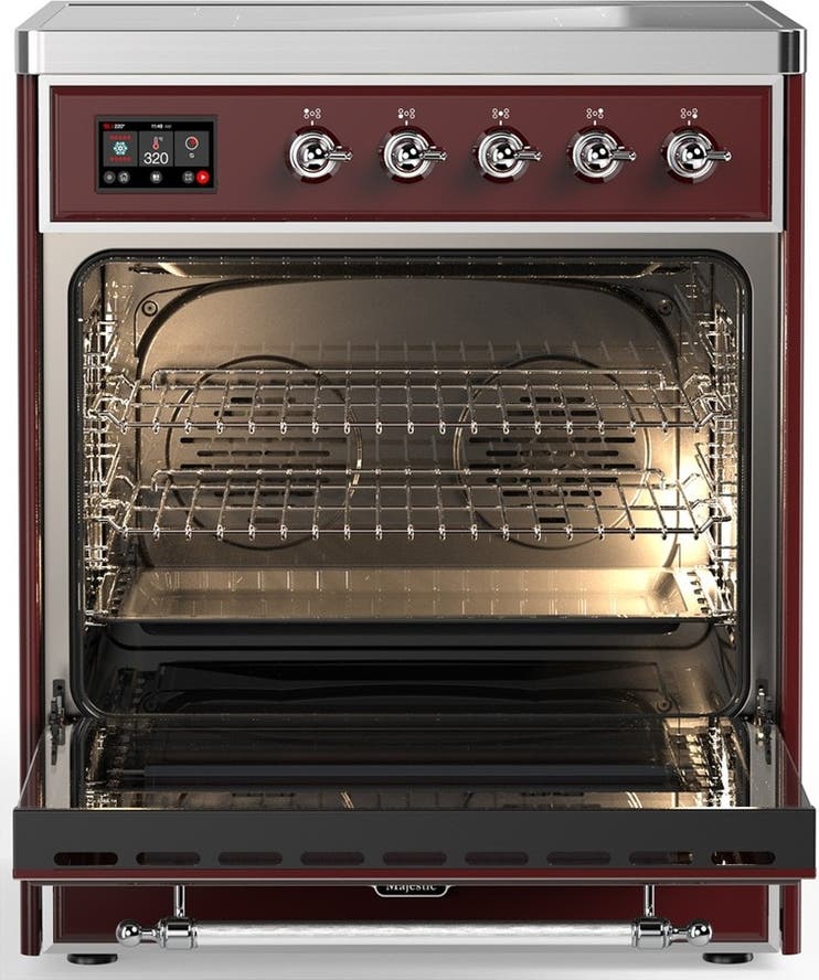 Ilve UMIB30QNR3BUC Burgundy With Chrome Trim