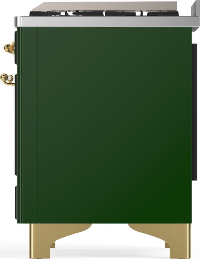 Ilve UMD40FQNR3EGGLP Emerald Green With Brass Trim, Liquid Propane