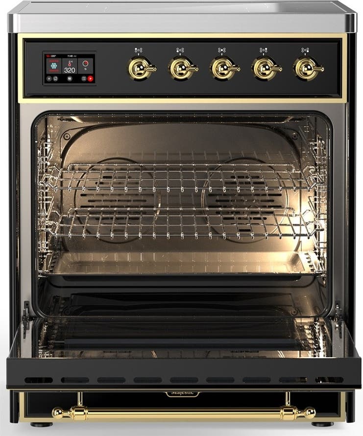 Ilve UMIB30QNR3BKG Glossy Black With Brass Trim