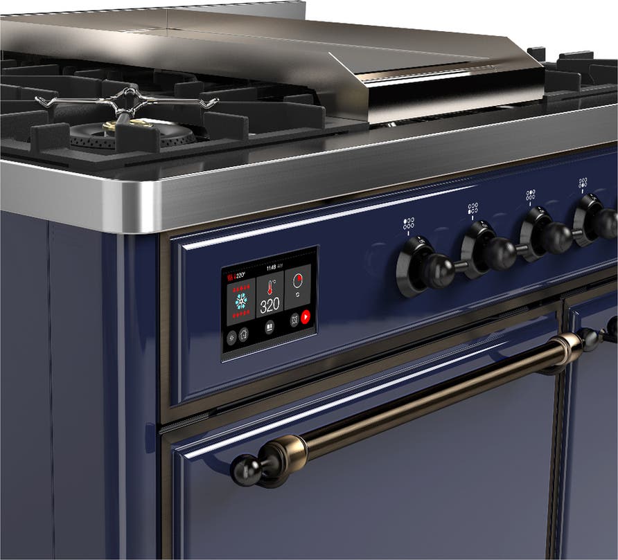 Ilve UMD40FQNR3MBB Midnight Blue With Burnished Trim, Natural Gas