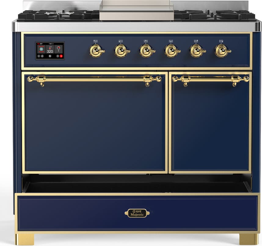 Ilve UMD40FQNR3MBG Midnight Blue With Brass Trim, Natural Gas