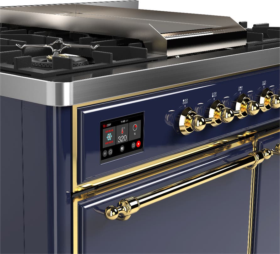 Ilve UMD40FQNR3MBG Midnight Blue With Brass Trim, Natural Gas