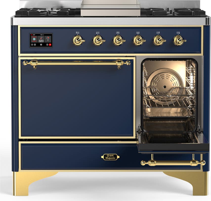 Ilve UMD40FQNR3MBGLP Midnight Blue With Brass Trim, Liquid Propane