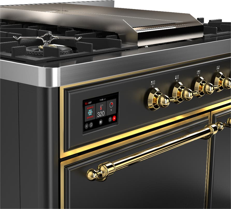 Ilve UMD40FQNR3MGG Matte Graphite With Brass Trim, Natural Gas