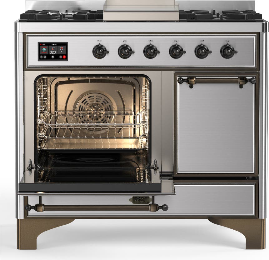 Ilve UMD40FQNR3SSB Stainless Steel With Burnished Trim, Natural Gas