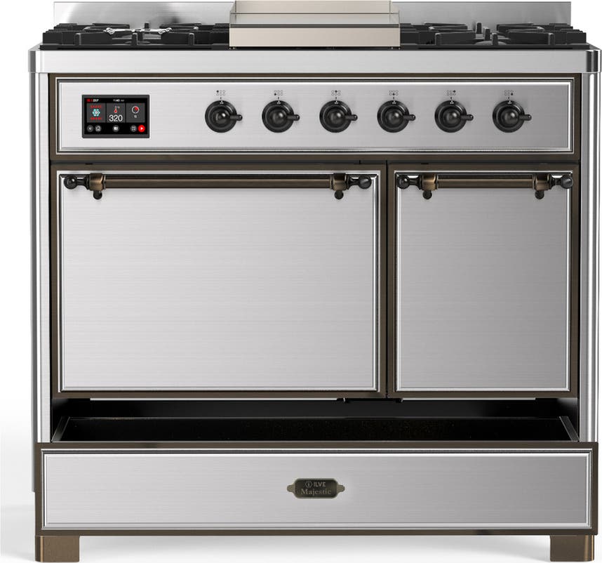 Ilve UMD40FQNR3SSB Stainless Steel With Burnished Trim, Natural Gas