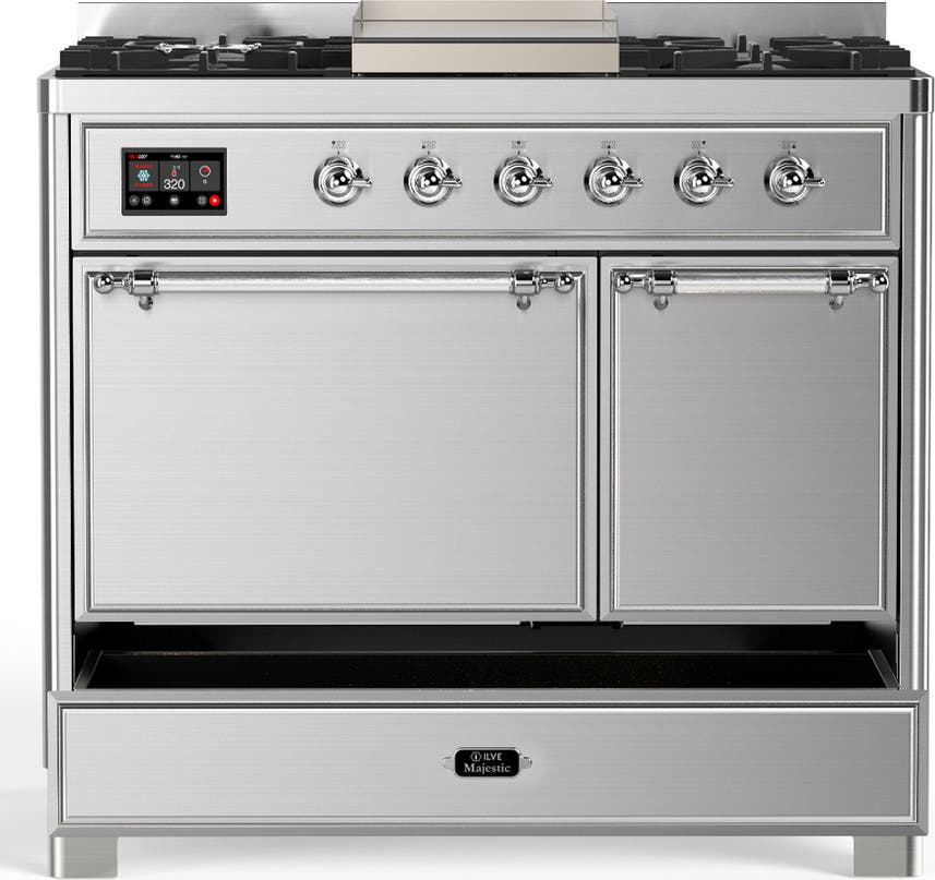 Ilve UMD40FQNR3SSC Stainless Steel With Chrome Trim, Natural Gas