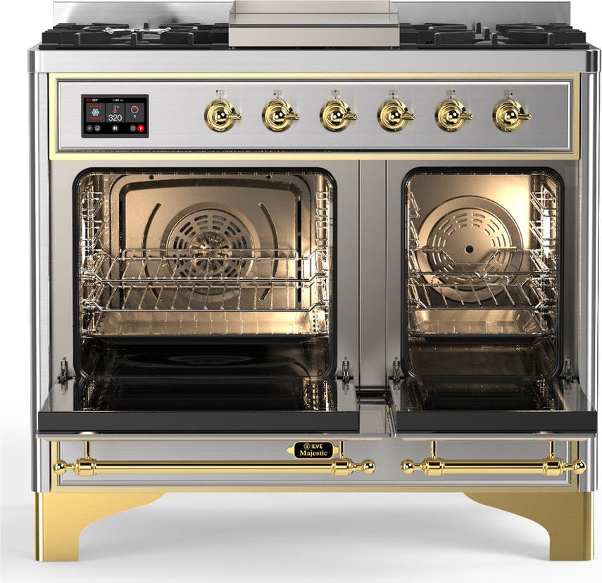 Ilve UMD40FQNR3SSG Stainless Steel With Brass Trim, Natural Gas