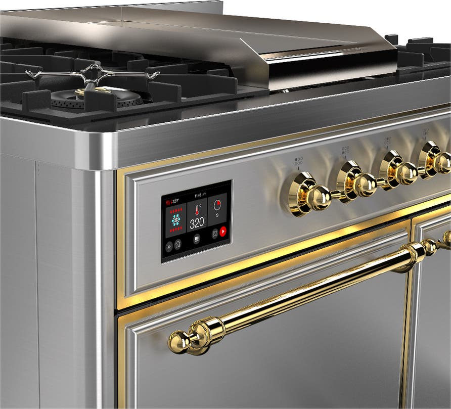 Ilve UMD40FQNR3SSG Stainless Steel With Brass Trim, Natural Gas