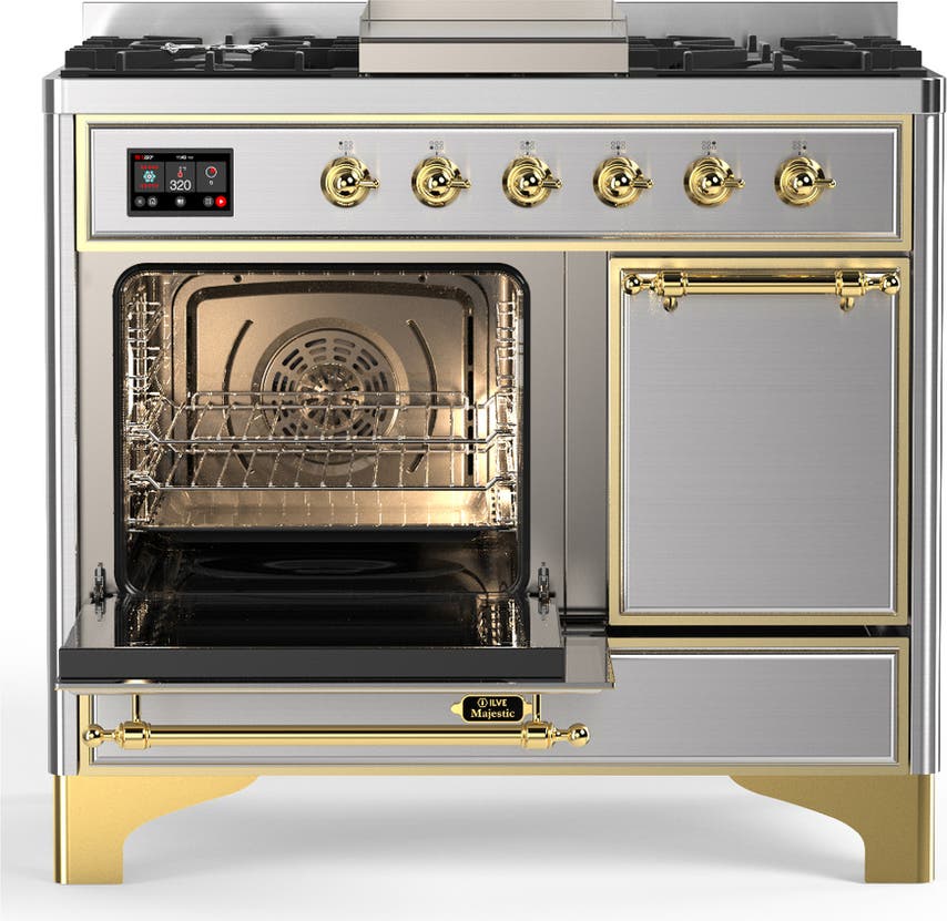 Ilve UMD40FQNR3SSGLP Stainless Steel With Brass Trim, Liquid Propane