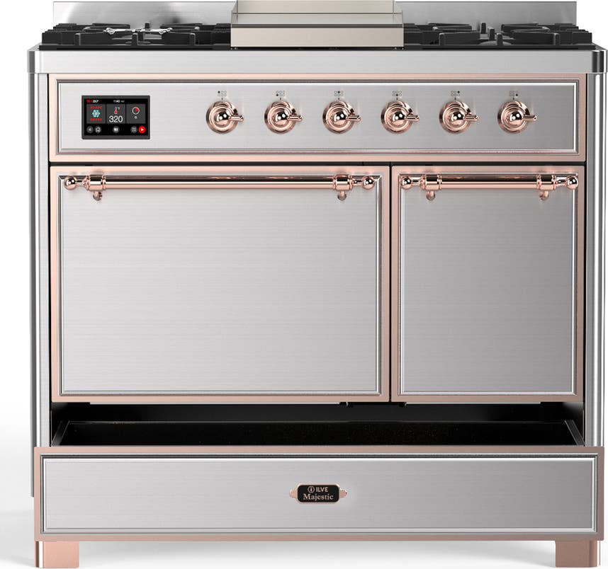 Ilve UMD40FQNR3SSP Stainless Steel With Copper Trim, Natural Gas