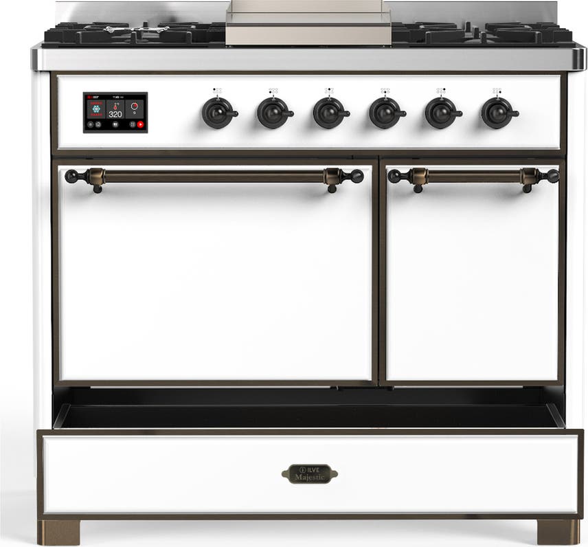 Ilve UMD40FQNR3WHB White With Burnished Trim, Natural Gas