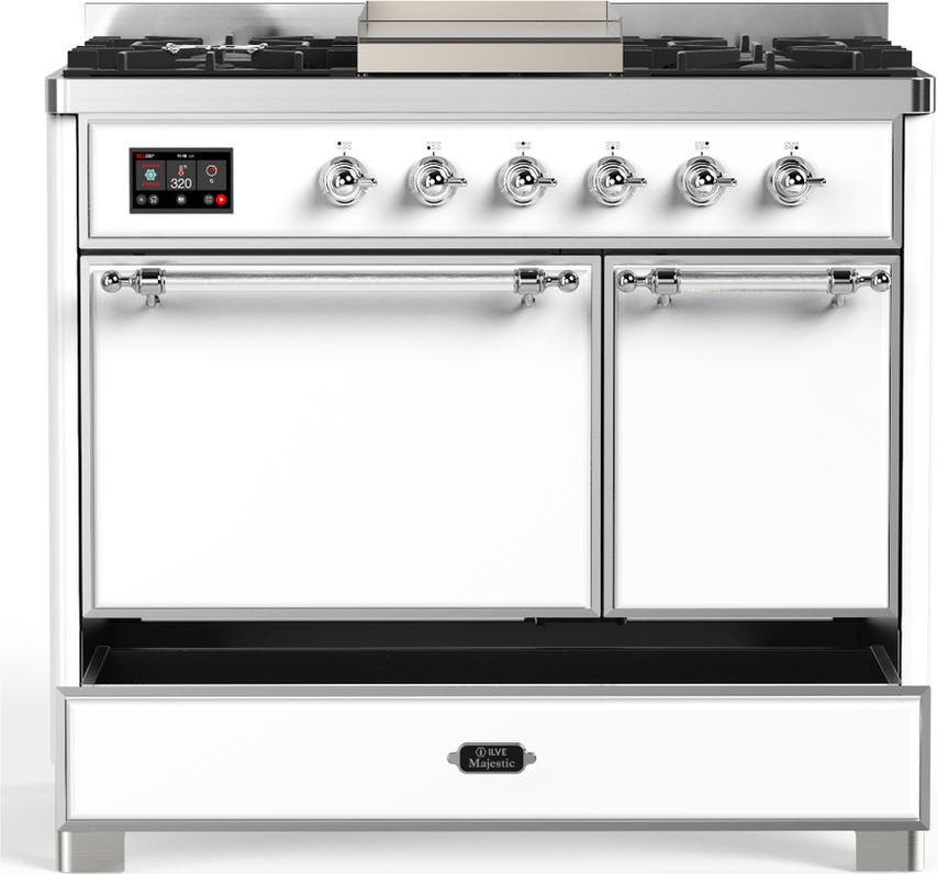 Ilve UMD40FQNR3WHC White With Chrome Trim, Natural Gas