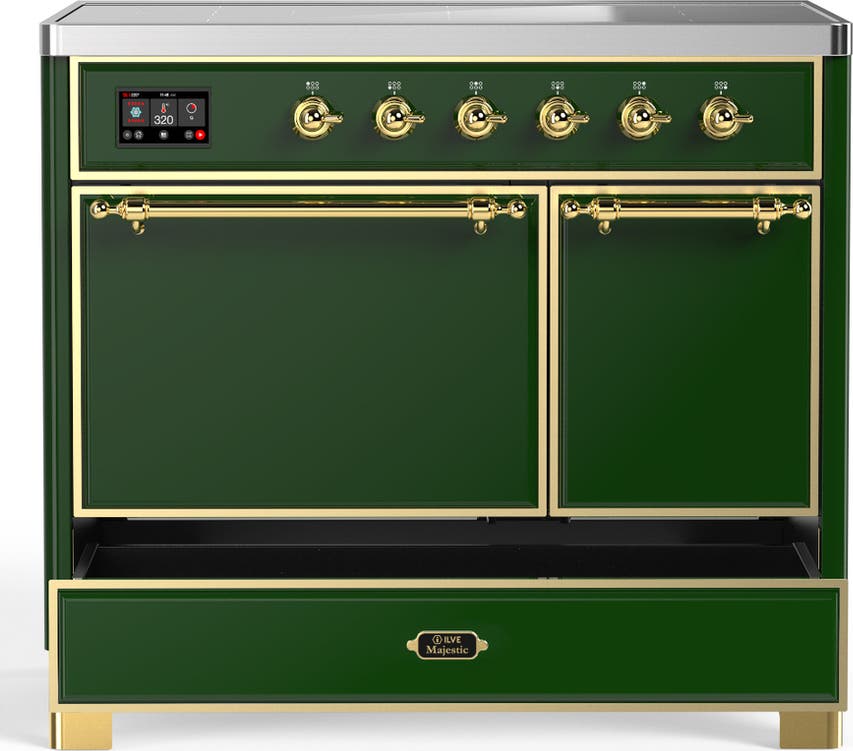 Ilve UMDIB40QNR3EGG Emerald Green With Brass Trim