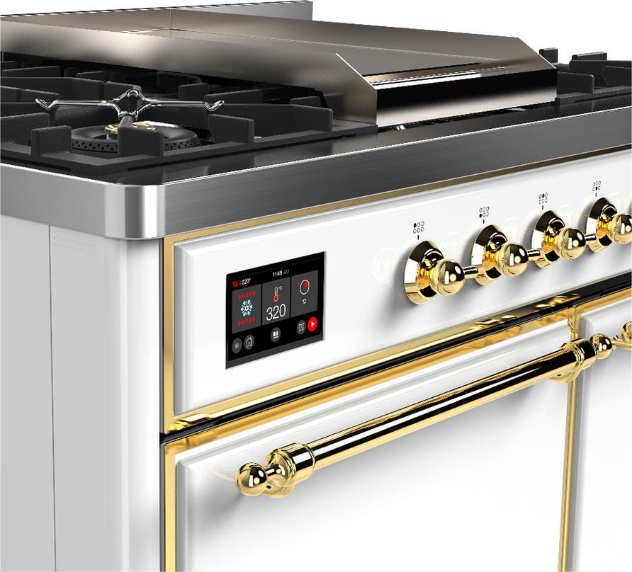 Ilve UMD40FQNR3WHGLP White With Brass Trim, Liquid Propane