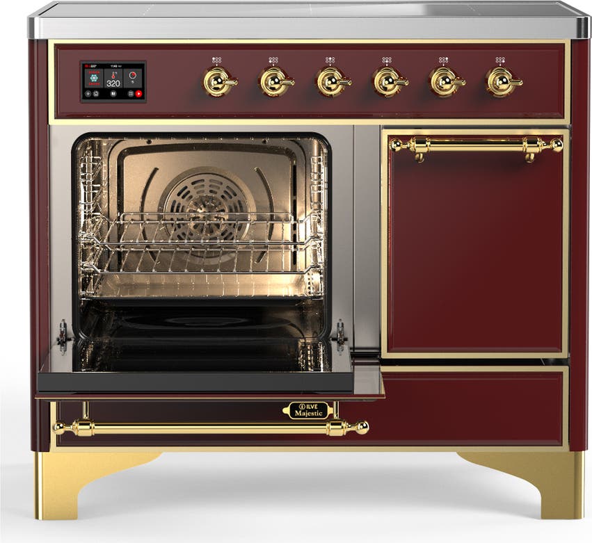 Ilve UMDIB40QNR3BUG Burgundy With Brass Trim