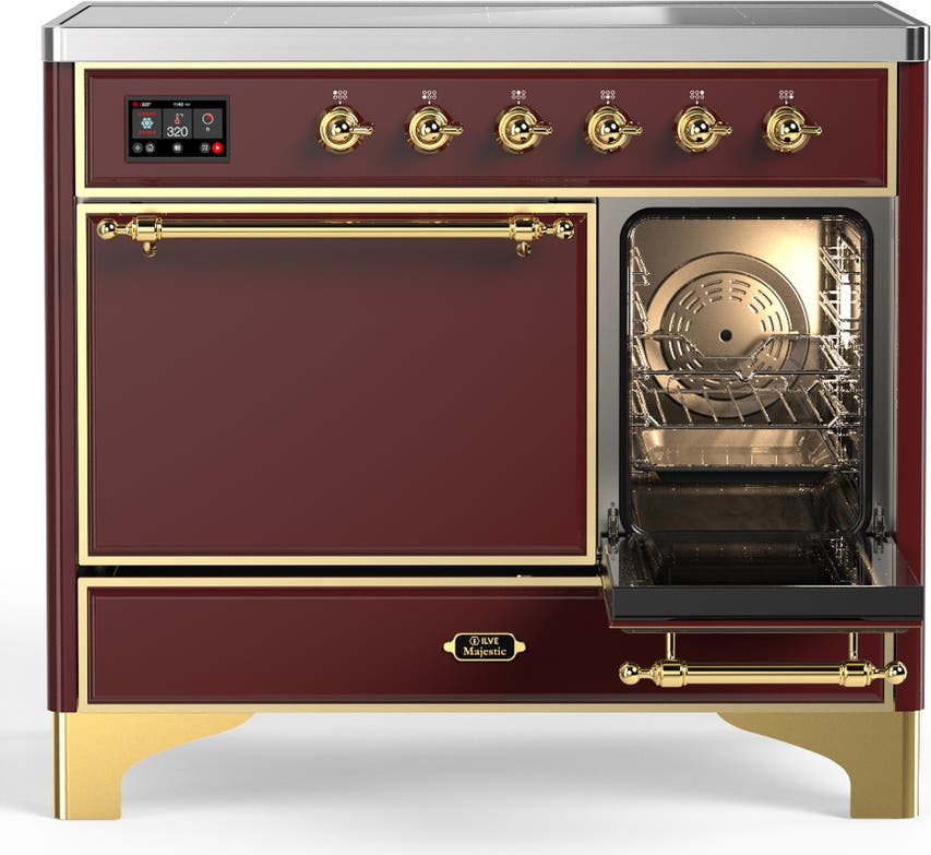 Ilve UMDIB40QNR3BUG Burgundy With Brass Trim