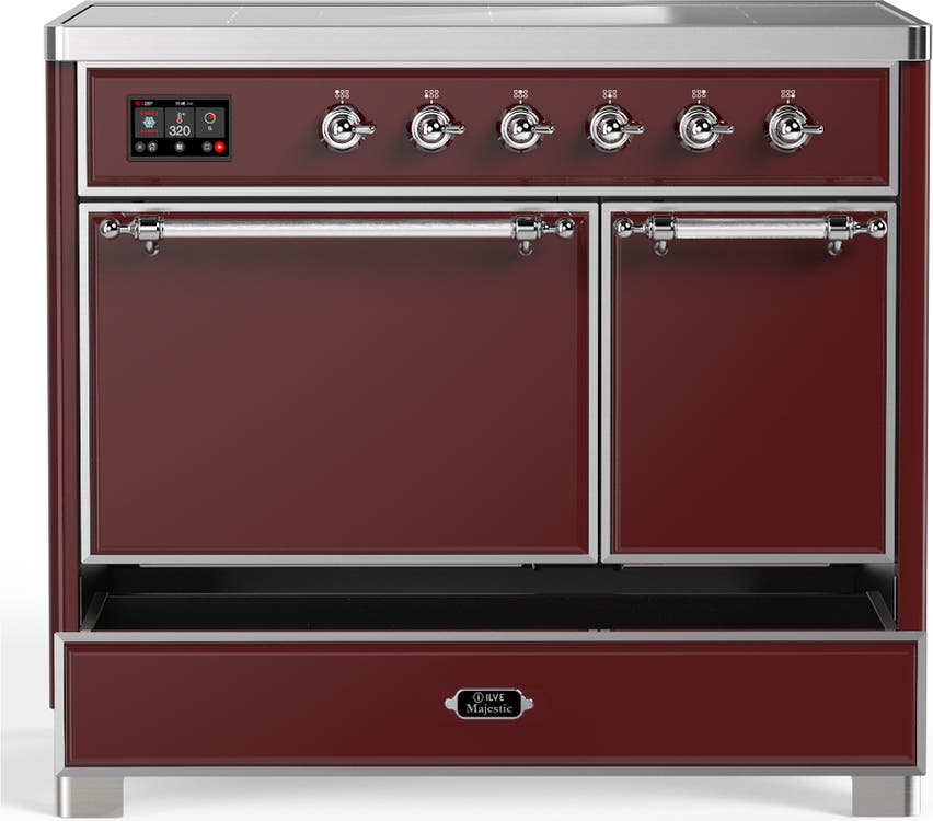 Ilve UMDIB40QNR3BUC Burgundy With Chrome Trim