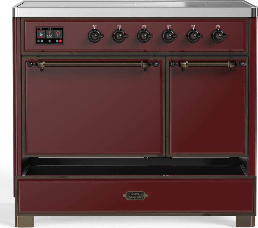 Ilve UMDIB40QNR3BUB Burgundy With Burnished Trim