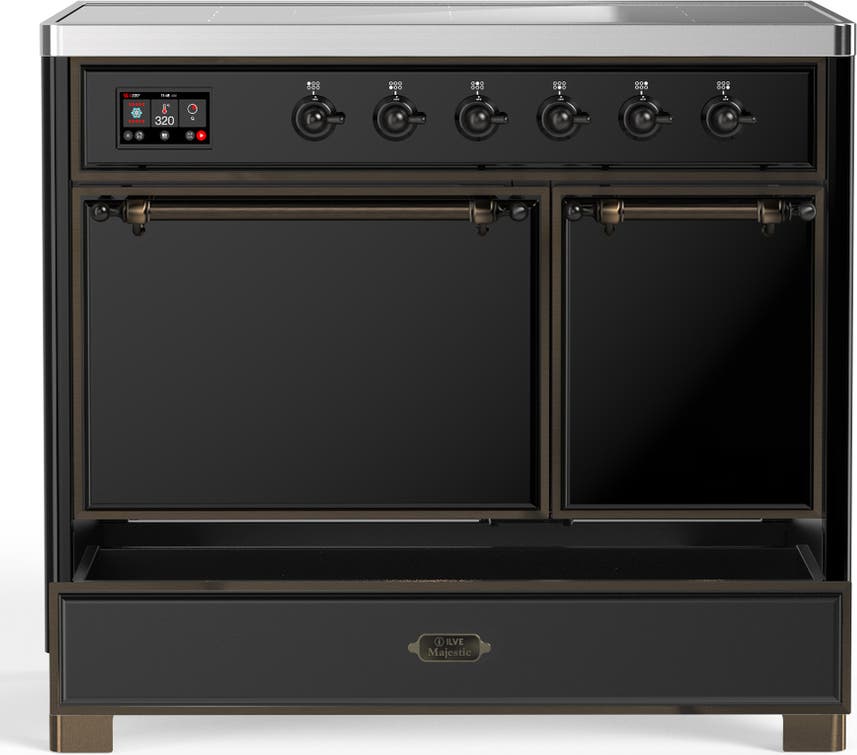 Ilve UMDIB40QNR3BKB Glossy Black With Burnished Trim