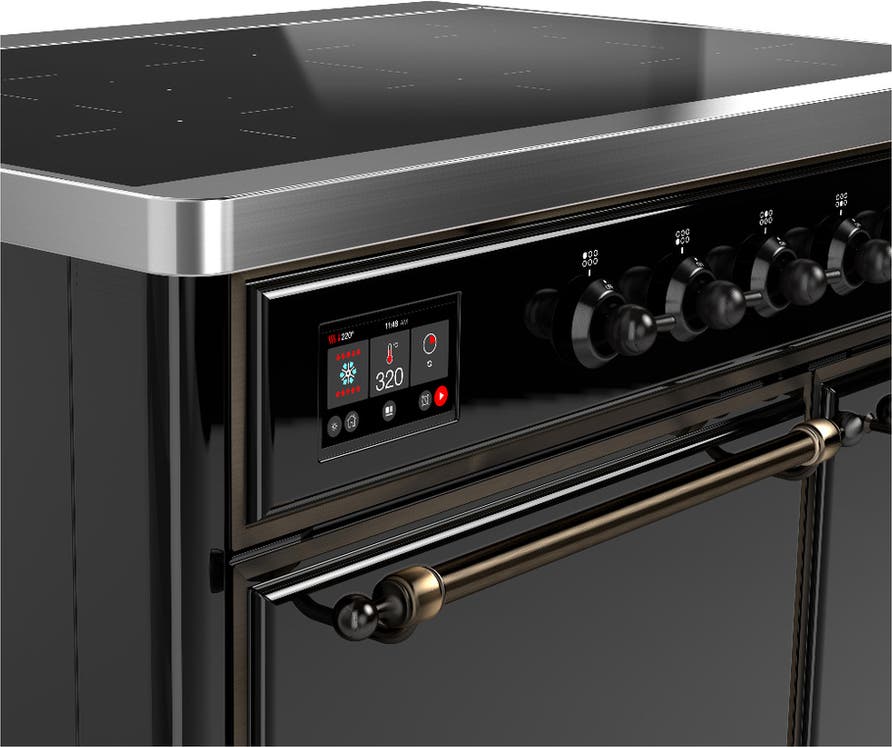 Ilve UMDIB40QNR3BKB Glossy Black With Burnished Trim