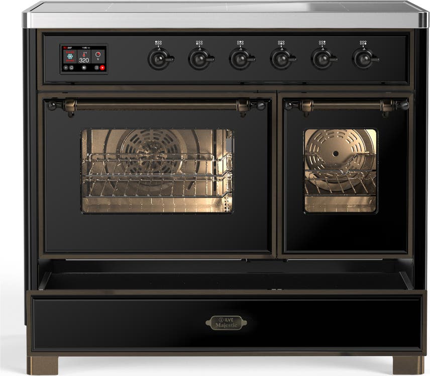 Ilve UMDIB40NR3BKB Glossy Black With Burnished Trim