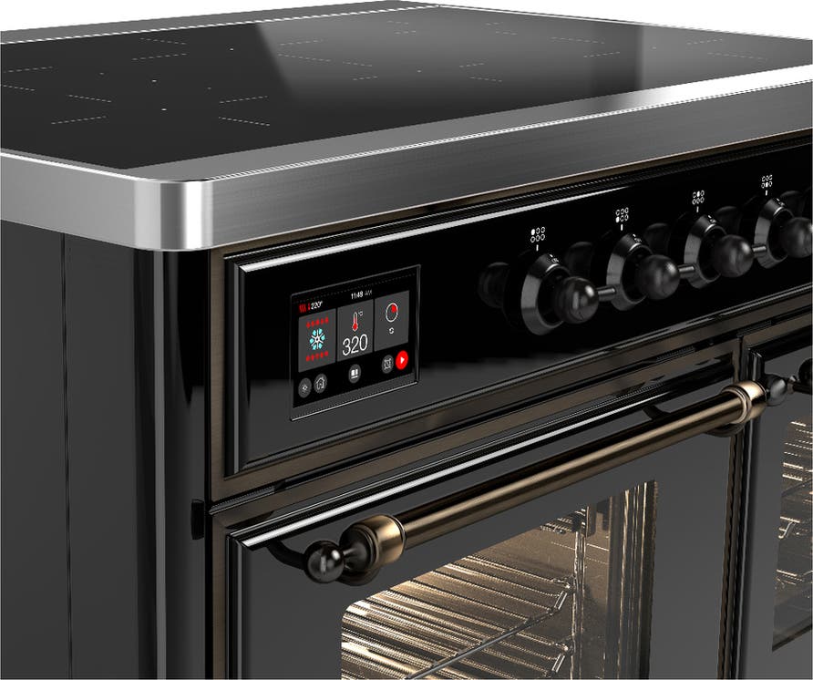 Ilve UMDIB40NR3BKB Glossy Black With Burnished Trim
