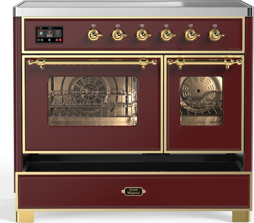 Ilve UMDIB40NR3BUG Burgundy With Brass Trim