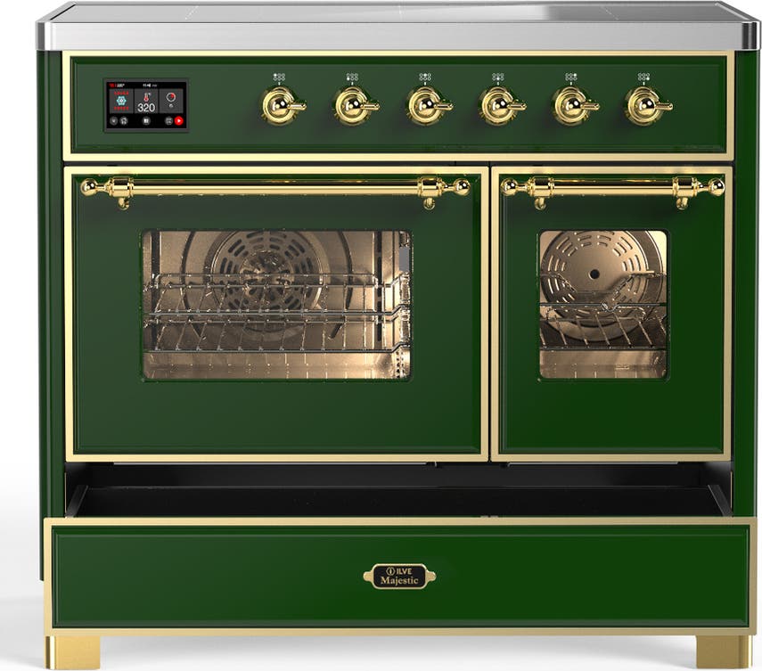 Ilve UMDIB40NR3EGG Emerald Green With Brass Trim