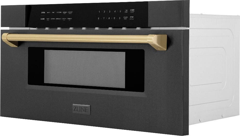 Zline MWDZ30BSCB Black Stainless Steel With Champagne Bronze Accent...