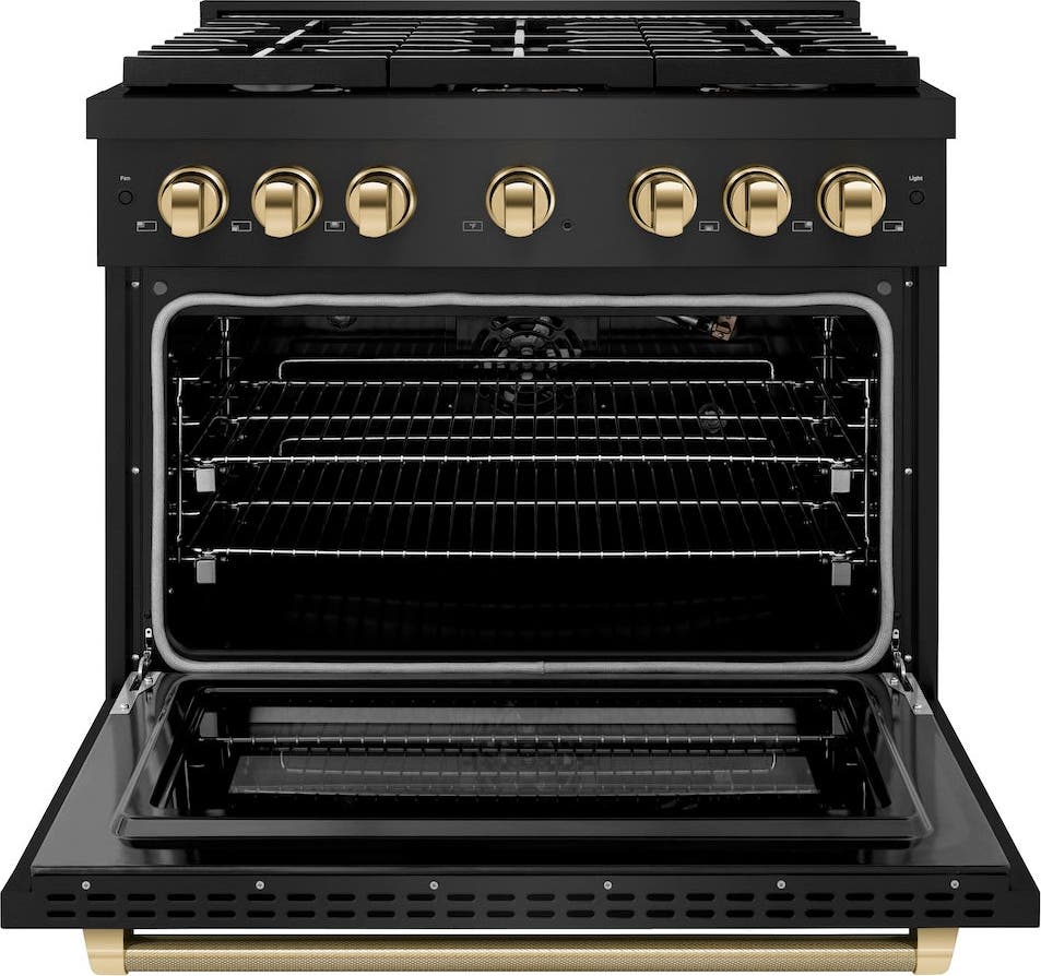 Zline SGRBZ36KG Black Stainless Steel With Polished Gold Helix Han...