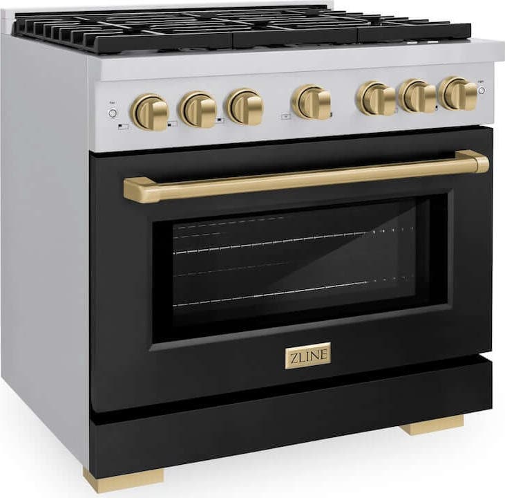 Zline SGRZBLM36CB Stainless Steel With Black Matte Door And Champagn...