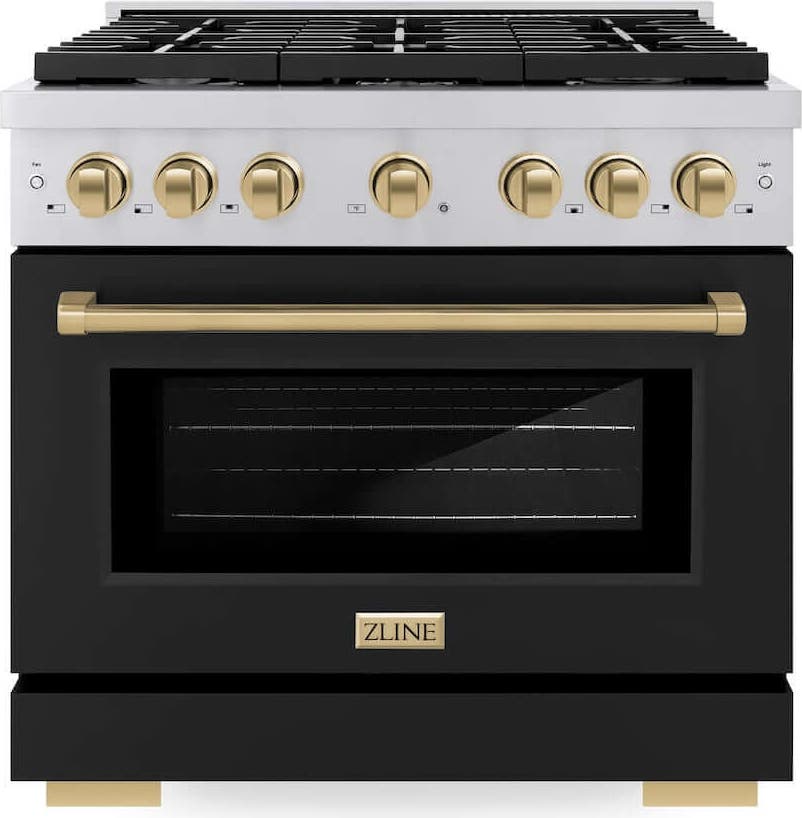 Zline SGRZBLM36CB Stainless Steel With Black Matte Door And Champagn...