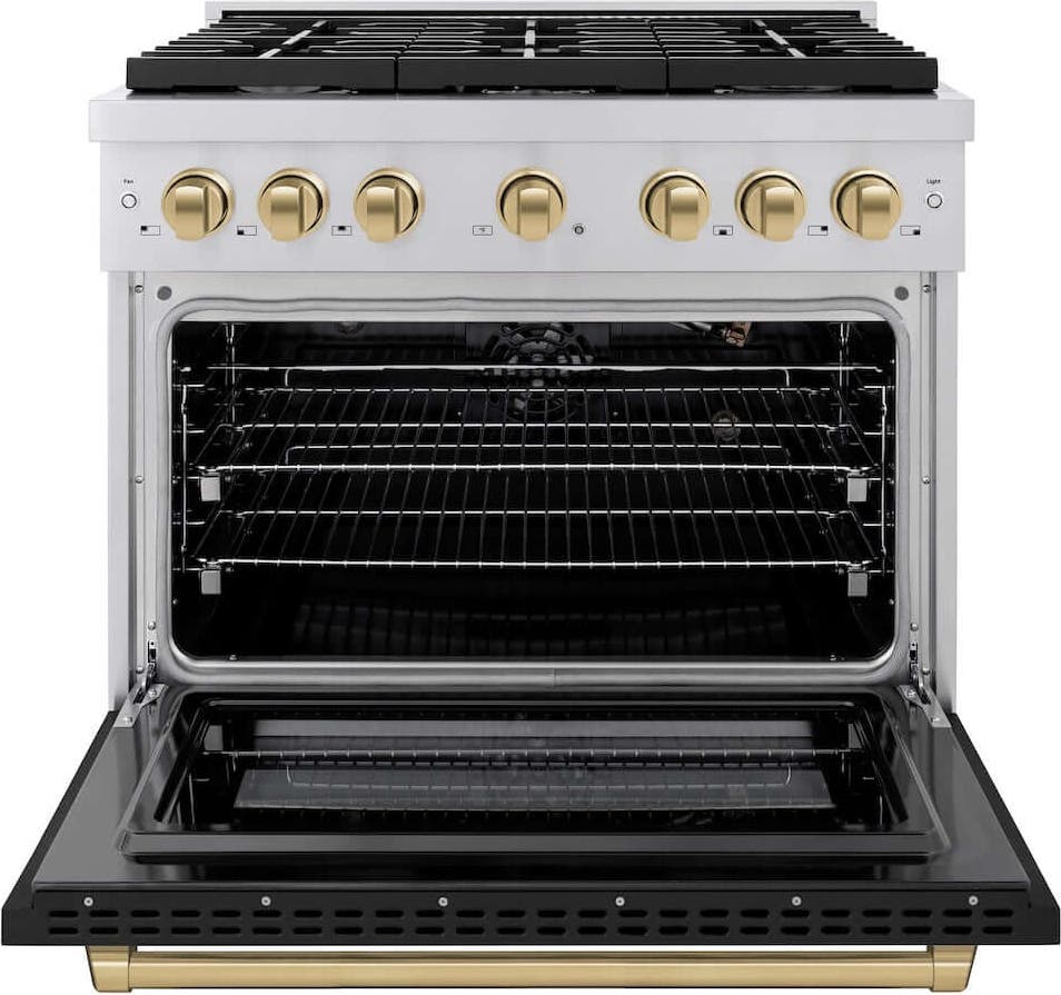 Zline SGRZBLM36CB Stainless Steel With Black Matte Door And Champagn...