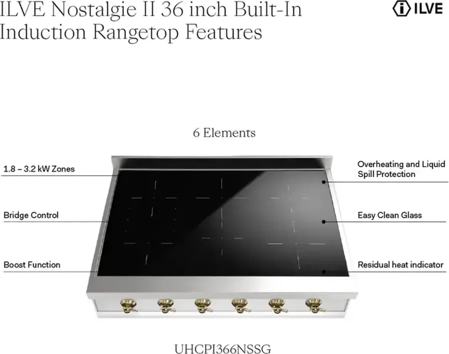 Ilve UHCPI366NSSB Stainless Steel With Burnished Trim