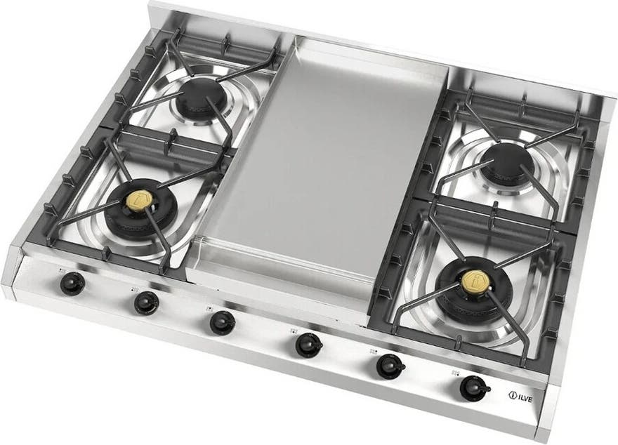 Ilve UHCP965FNSSB Stainless Steel With Burnished Trim, Natural Gas