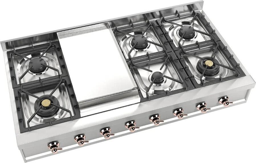 Ilve UHCP48FNSSP Stainless Steel With Copper Trim, Natural Gas