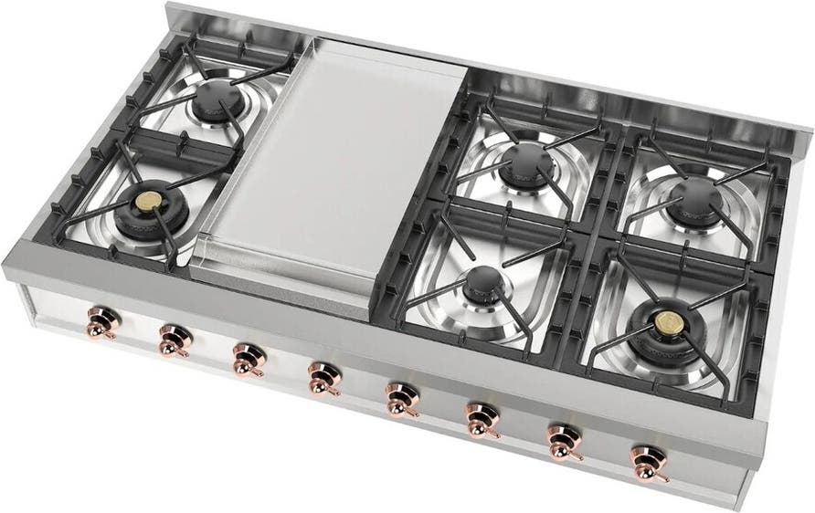Ilve UHCP48FNSSP Stainless Steel With Copper Trim, Natural Gas
