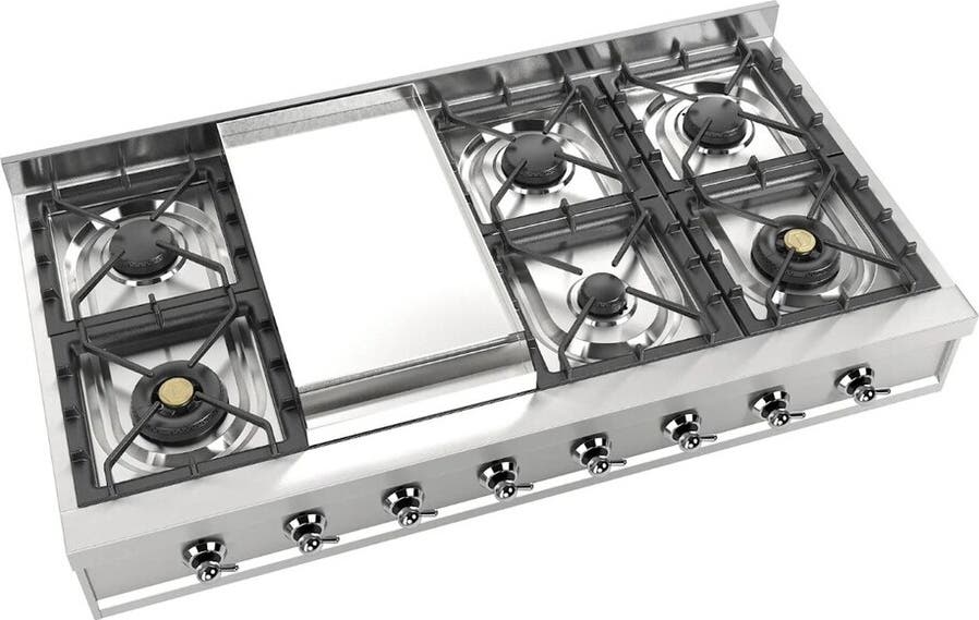 Ilve UHCP48FNSSC Stainless Steel With Chrome Trim, Natural Gas