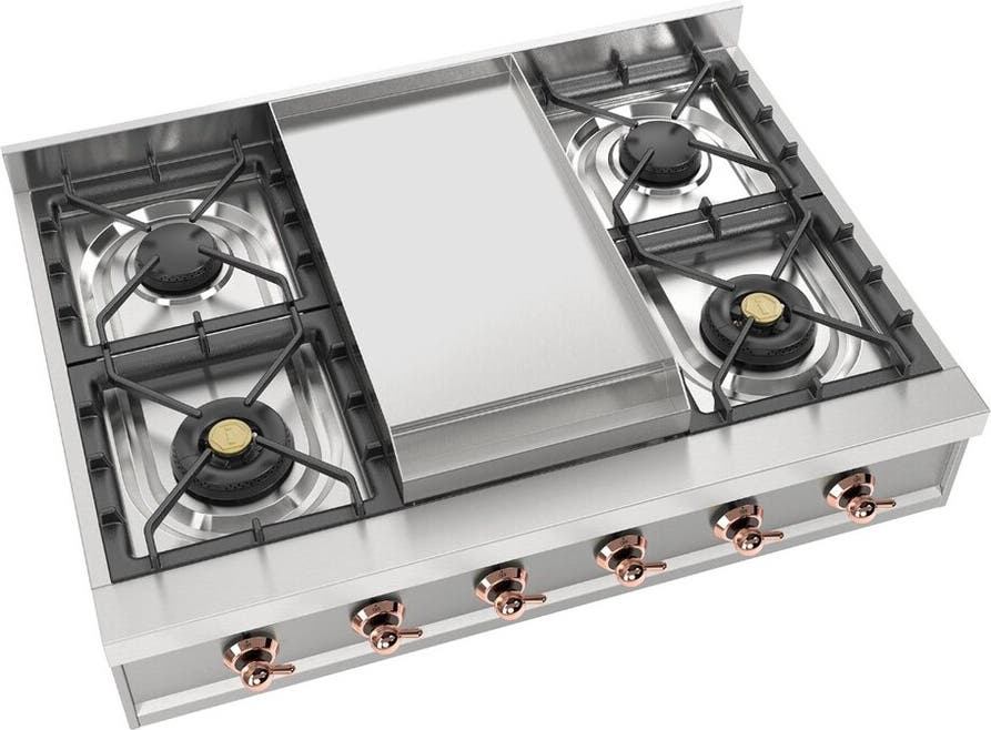 Ilve UHCP36FNSSP Stainless Steel With Copper Trim, Natural Gas