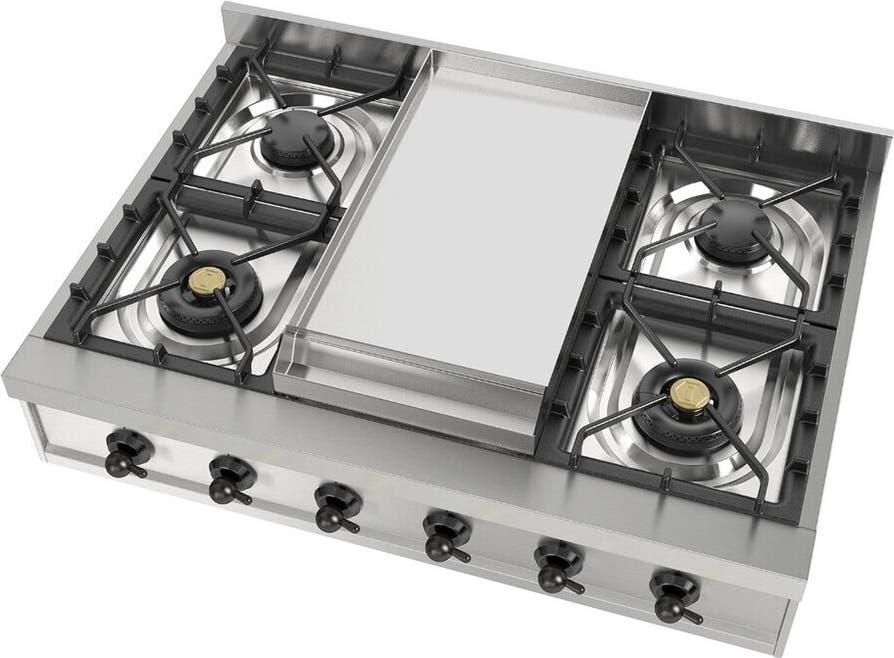Ilve UHCP36FNSSBLP Stainless Steel With Burnished Trim, Liquid Propan...
