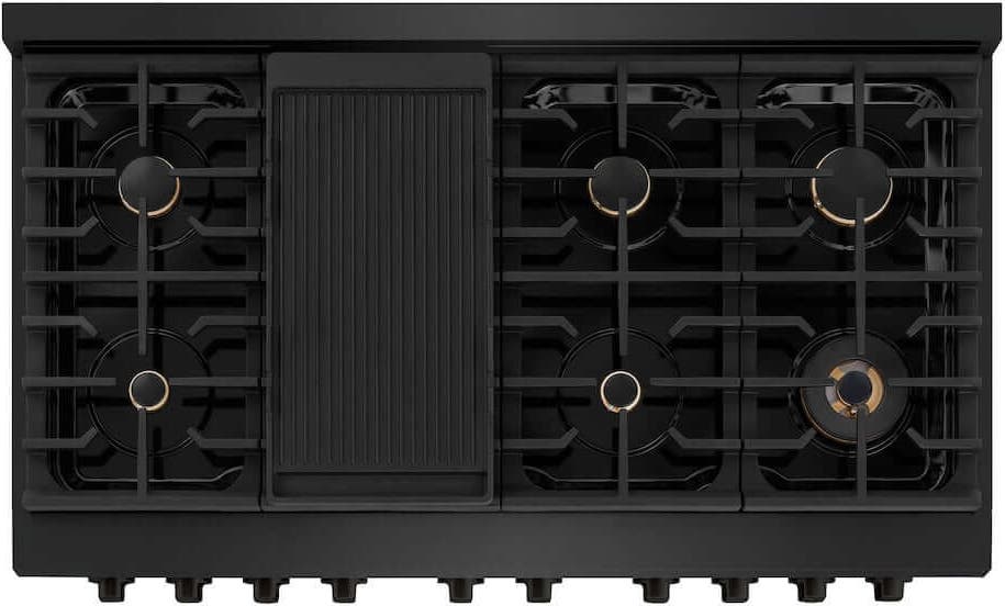 Zline SGRBBR48 Black Stainless Steel With Brass Burners