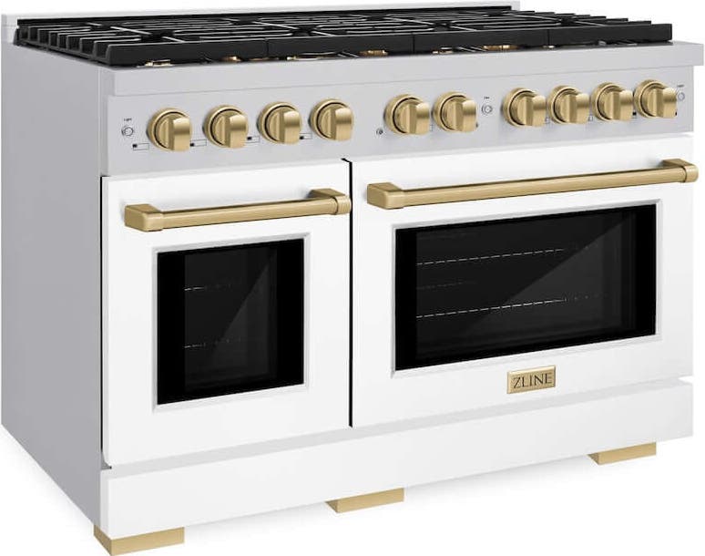 Zline SGRZWM48CB Stainless Steel With White Matte Doors And Champag...
