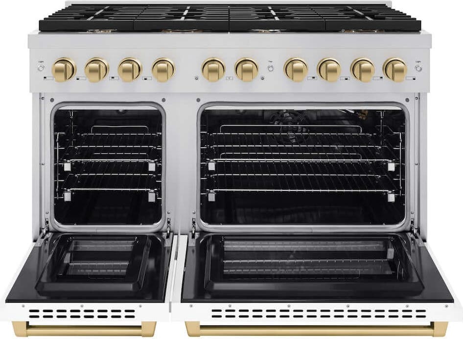 Zline SGRZWM48CB Stainless Steel With White Matte Doors And Champag...